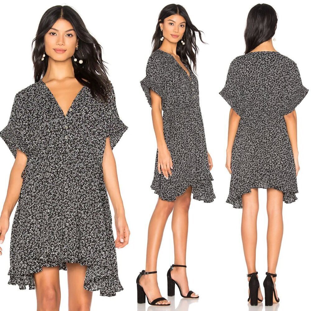 Free People Black Combo Floral One Fine Day Mini Dress 2072